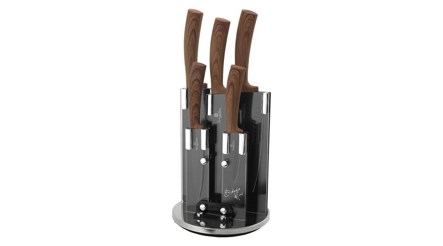 BerLinger Haus Ebony Rosewood Line 6 részes késkészlet tapadásmentes bevonattal, állvánnyal, fekete/rózsafa BerLinger Haus Ebony Rosewood Line 6 részes késkészlet tapadásmentes bevonattal, állvánnyal, fekete/rózsafa