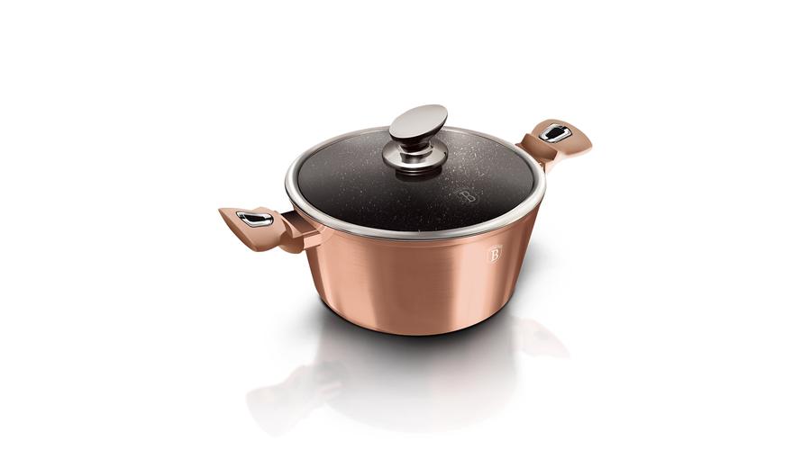 Magas lábas márvány bevonattal, metál külső bevonattal, fedővel, 28 cm, rosegold Magas lábas márvány bevonattal, metál külső bevonattal, fedővel, 28 cm, rosegold