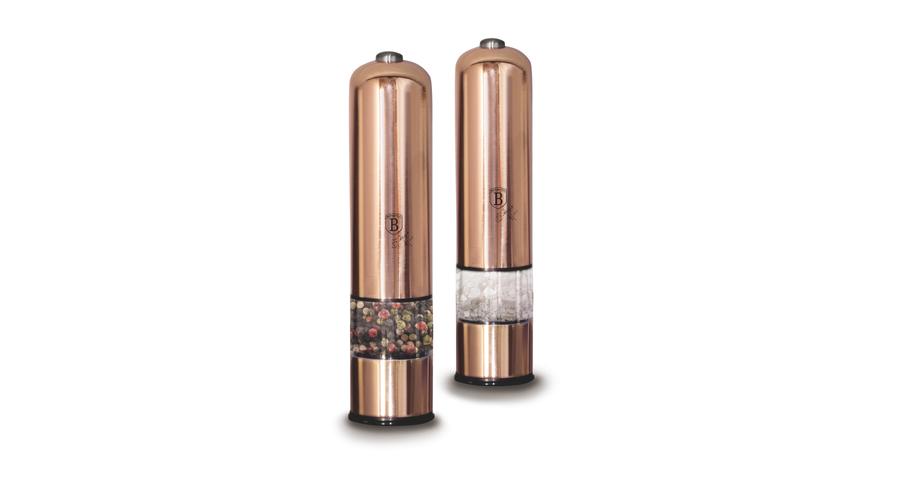 Berlinger Haus Metallic Rosegold Line 2 db-os elektromos fűszermalom készlet metál külső bevonattal, LED fénnyel Berlinger Haus Metallic Rosegold Line 2 db-os elektromos fűszermalom készlet metál külső bevonattal, LED fénnyel