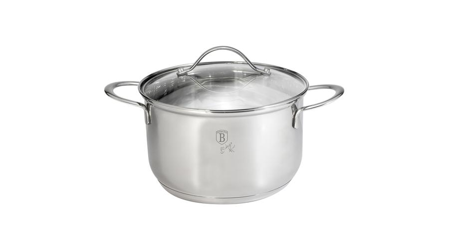Berlinger Haus Silver Jewellery Collection rozsdamentes acél magas lábas hőálló üveg fedővel, 20 cm, 3.8 L Berlinger Haus Silver Jewellery Collection rozsdamentes acél magas lábas hőálló üveg fedővel, 20 cm, 3.8 L